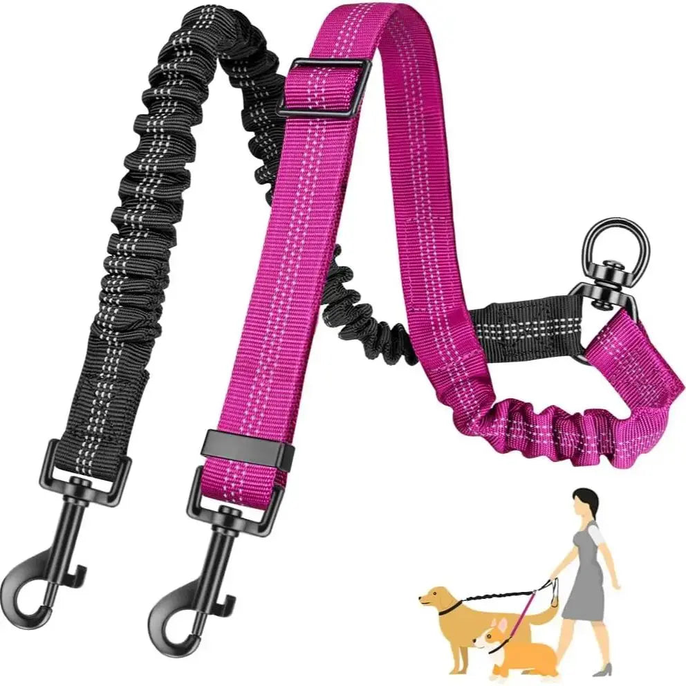 Title (SEO, ≤60 chars): Dual Dog Leash Attachment Elastic Coupler For Two Dogs