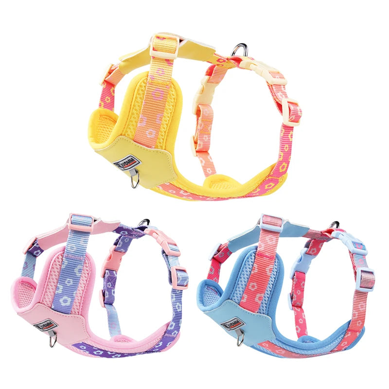 OODUDUOO Dog Harness and Leash Set Adjustable Pet Harness Vest For Small Medium Dogs Pet Collar Dog Chest Strap Outdoor Supplies
