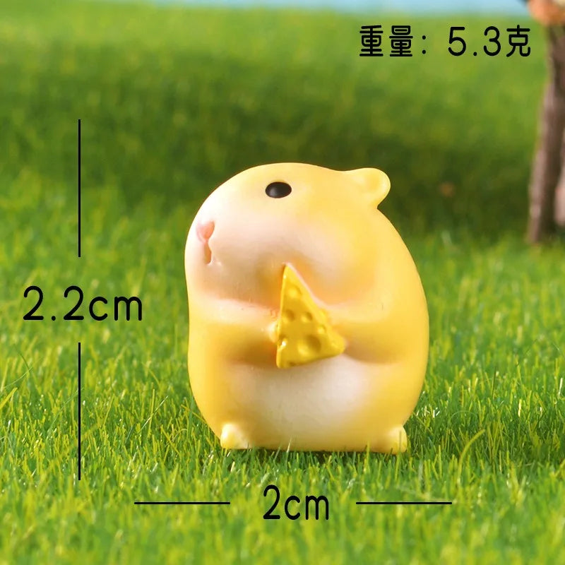4PCS Mixed Cute Hamster Eating Food Resin Figurines Miniature Micro Landscape Garden Desktop Decor Craft Supplies