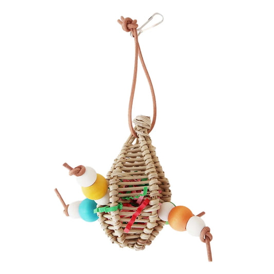FeatherJoy Parrot Chew Toy With Turntable Stand And Hanging Toys - Interactive Enrichment For Cage