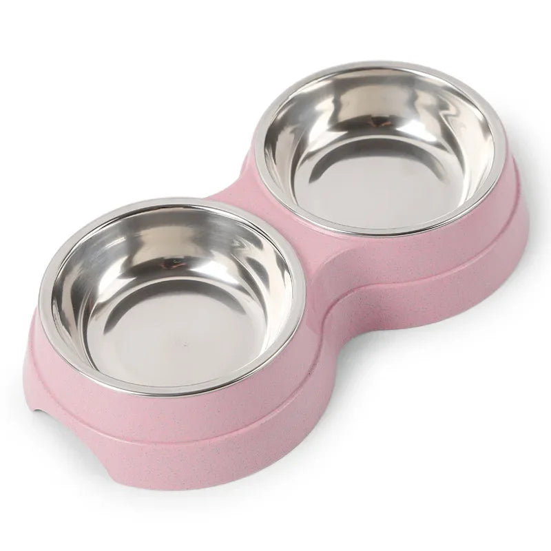 Stainless Steel Feeding Supplies for Cats and Puppies Dual Pet Bowl Dog Food Water Dispenser Pet Water Dispenser Dog Accessories
