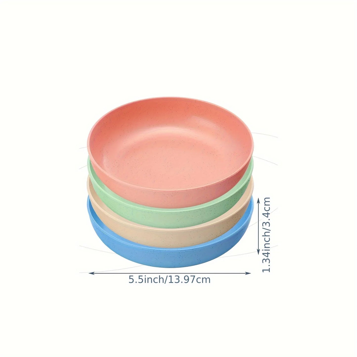 4pcs Cat Bowls, 13.97 Cm Wide Shallow Pet Food & Water Dishes, Plastic Non-Slip Colorful Feeding Plates For Small Cats, Kittens,