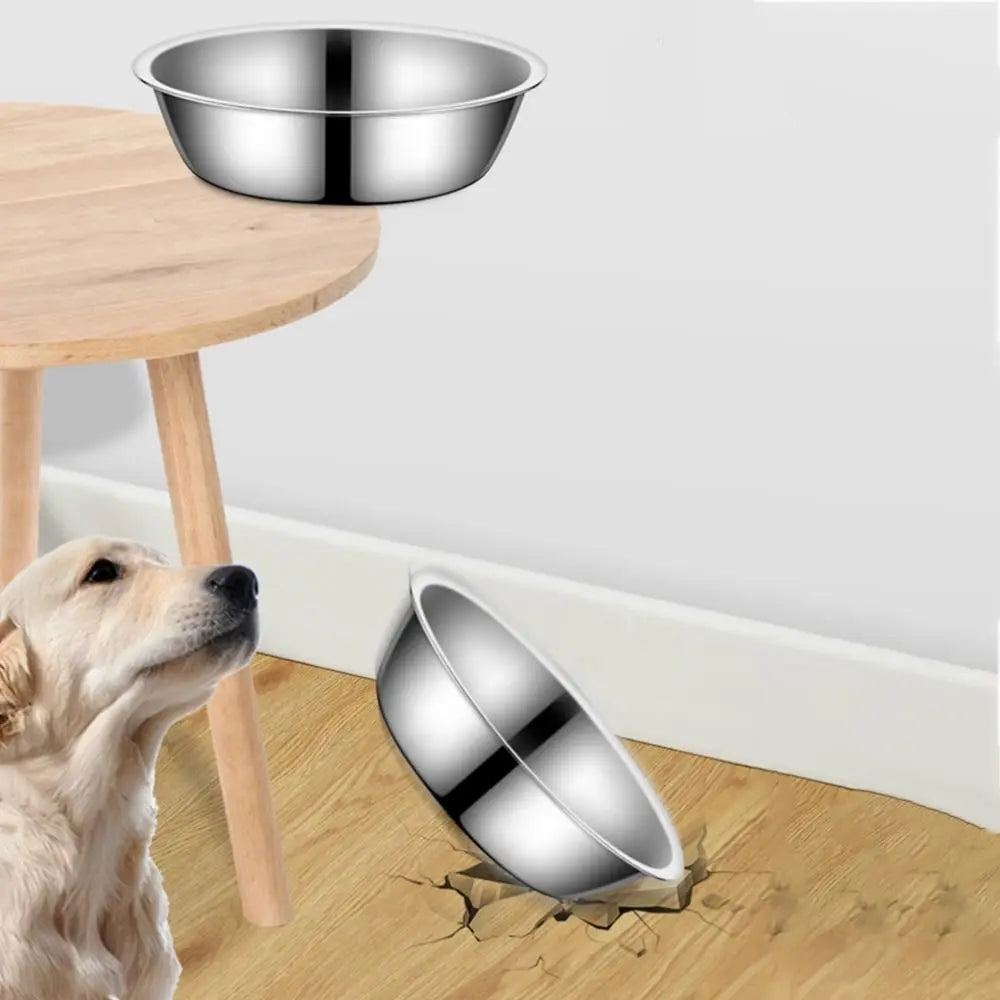 Pet Supplies Large Capacity Dog Bowl Stainless Steel Non-rust Cat Water Feeder Bowls Silver Cat Feeder Puppy