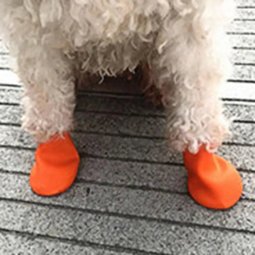 4Pcs Pets Boots Non-slip Pet Supplies Waterproof Dog Non Slip Rain Shoes For Outdoor Rubber Rain Dog Shoes Candy Color Cat Shoes