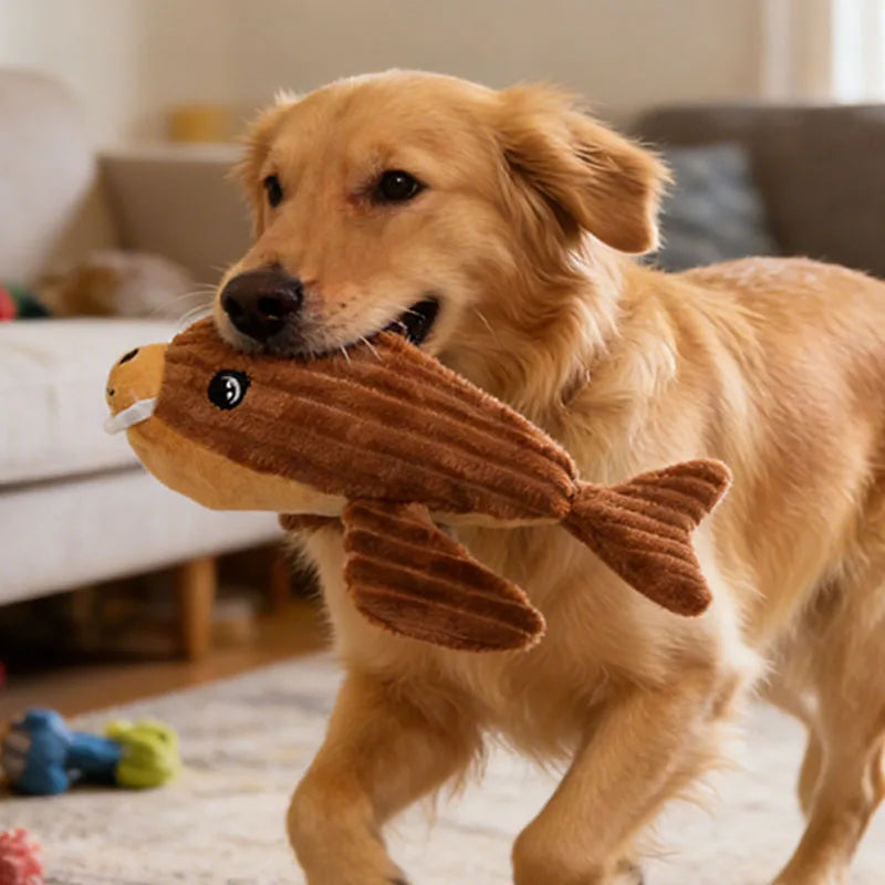 Pet Supplies Cute Animal Safe Dog Touch Toys Resistant Marine Animals Indestructible Plush Tooth Chew Dog Play Toy With Squeaker