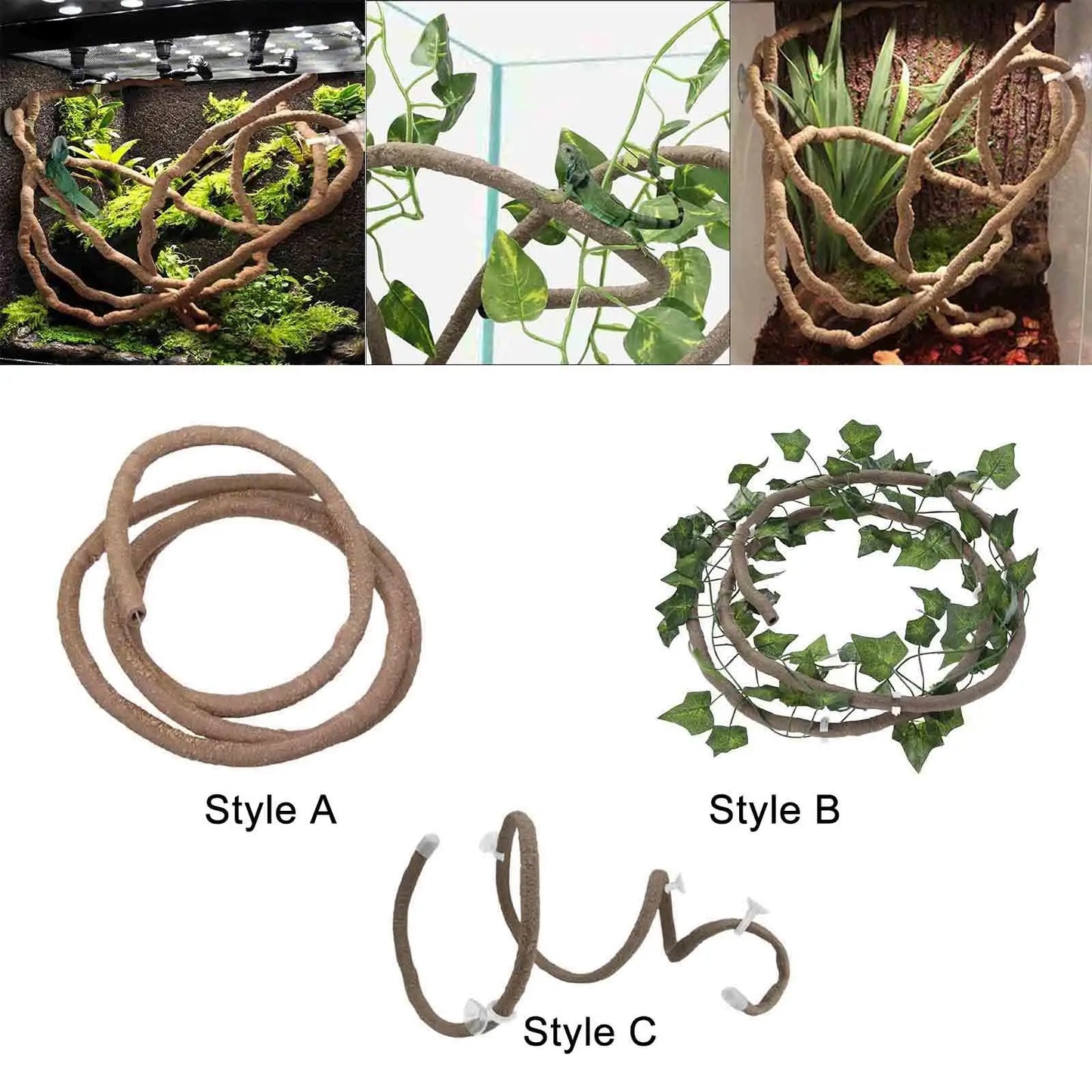 Reptile Vines for Terrarium Decor Fake Plants Reptile Terrarium Decor for Chameleon Snake Leopard Gecko Bearded Dragon