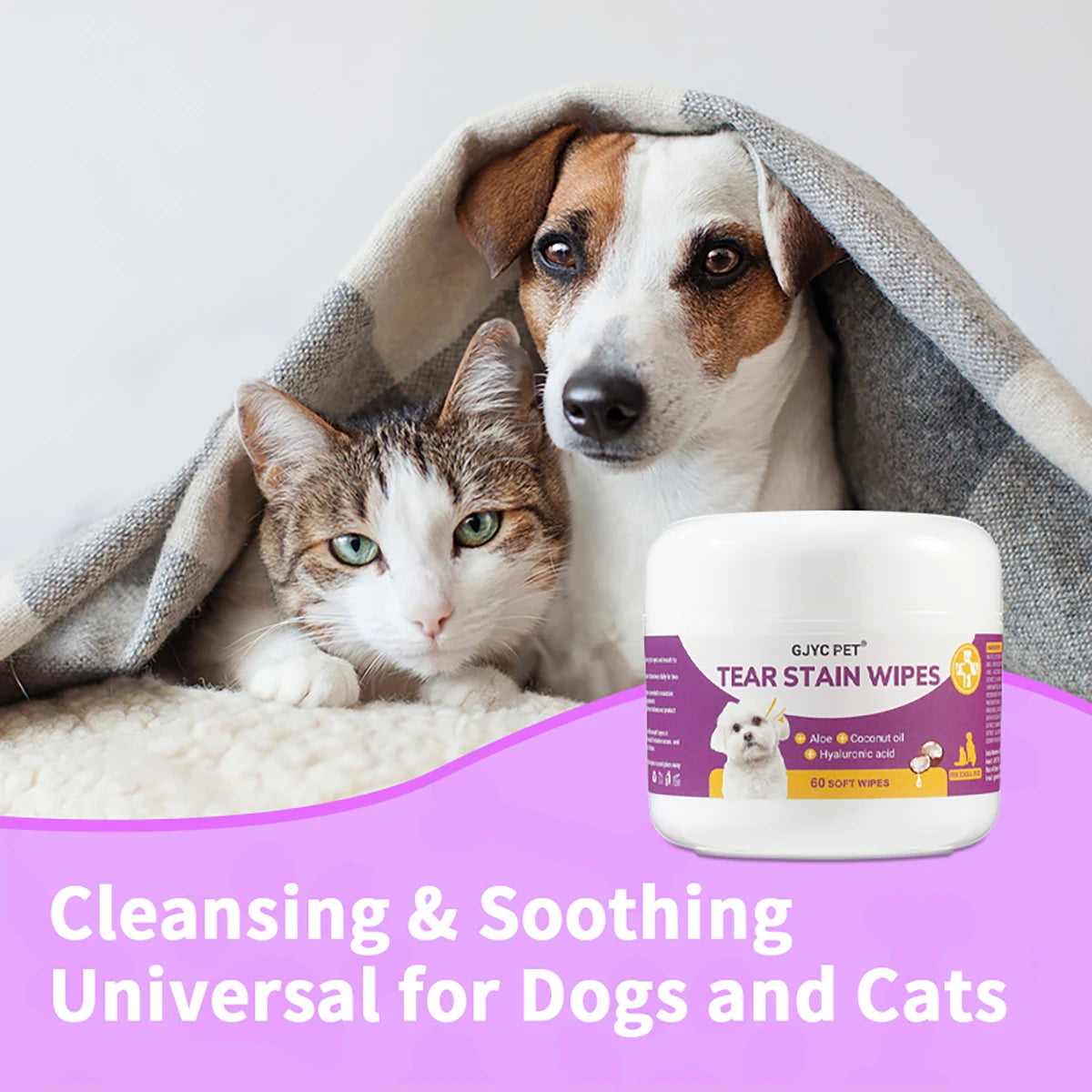1-Pack Gentle Pet Eye Wipes - Plant Extracts No Irritation Tear Stain Remover for Cats Dogs Portable Eye Care Essentials