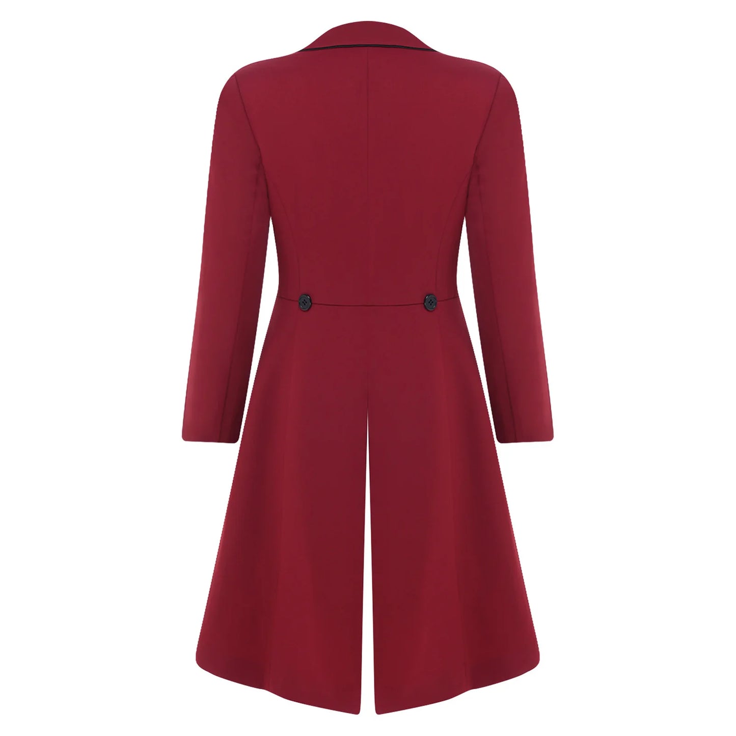 Womens Equestrian Dressage Jacket with Flared Skirt And White Piping Outerwear Long Sleeve Double-breasted Horse Riding Tailcoat