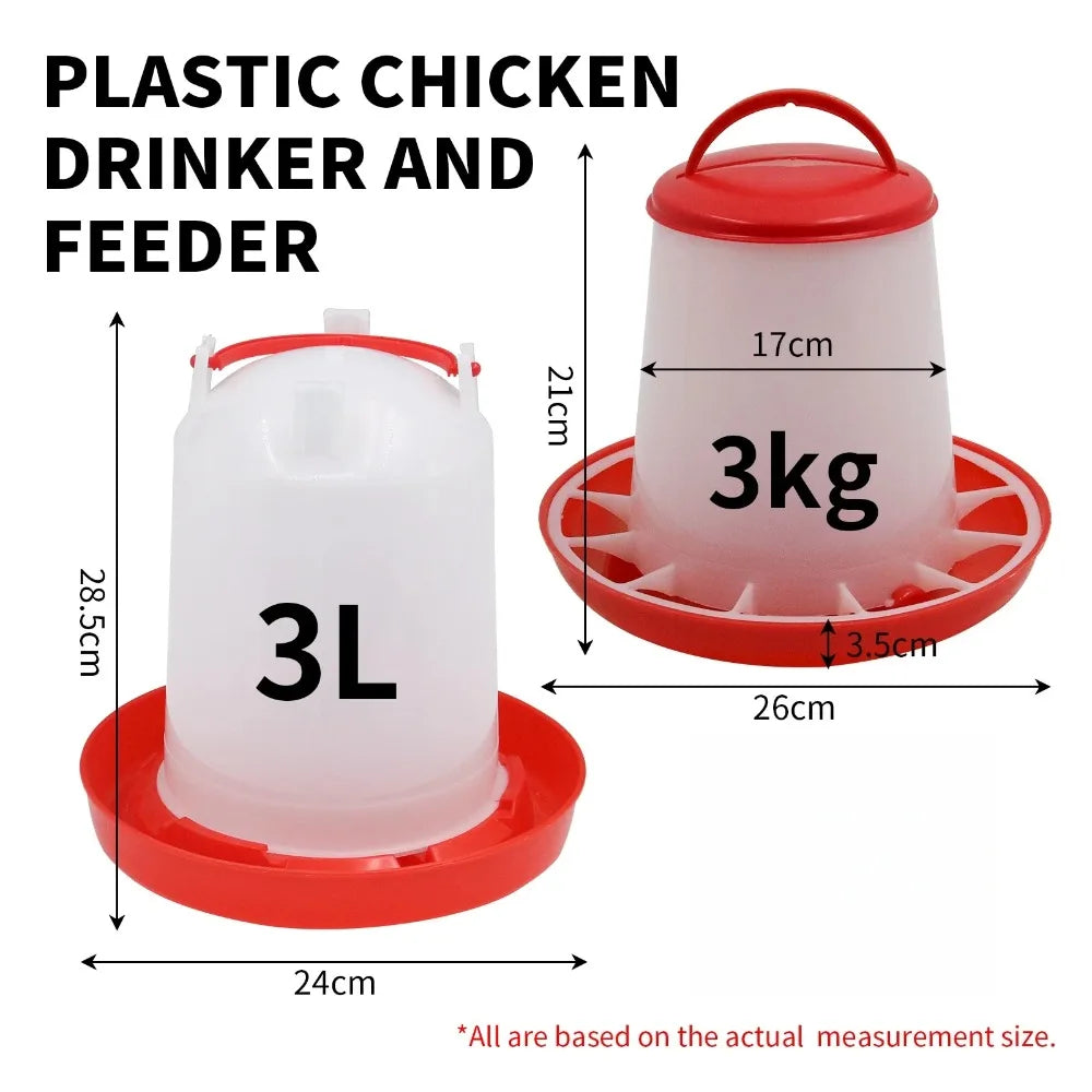 3kg+3L Poultry Feeder And Waterer Water Food Dispenser Automatic Chicken Birds Chick Waterer Feeding Bucket Container Supply