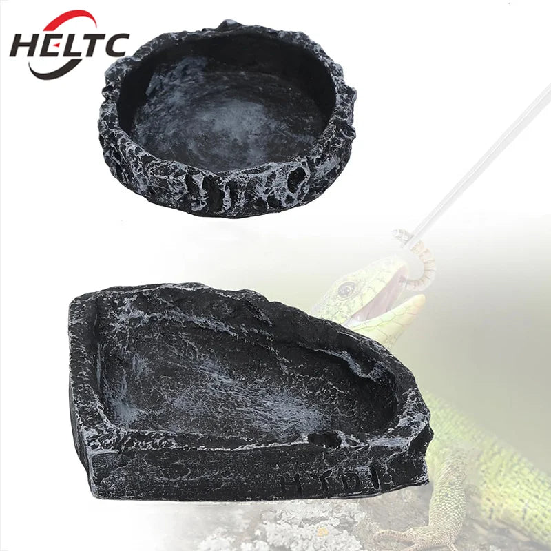 Imitation Stone Bowl Reptile Pet Feeding And Water Bowls Safe And Durable Ideal For Bearded Dragons And Other Small Reptiles