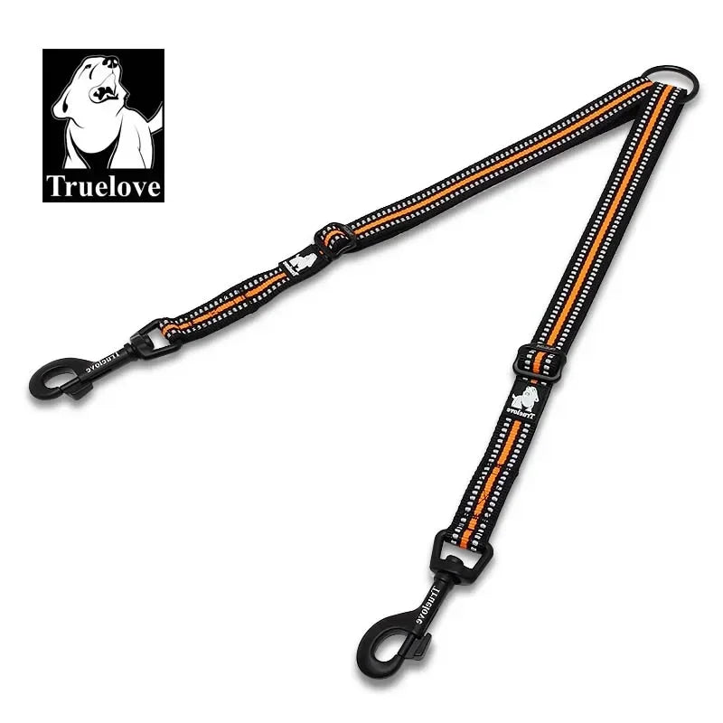 Truelove Reflective Nylon Double Dog Leash For Two Dogs Coupler No Tangle Pet Leash For All breed Training Running Dropshipping