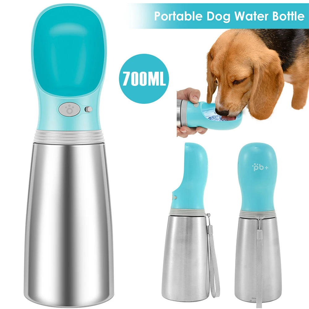 700ML Dog Water Bottle Portable Pet Water Dispenser with Drinking Feeder Outdoor Leak Proof Puppy Drinking Container for Travel