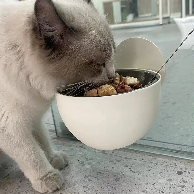 Stainless Steel Wall Mount Dog Bowl Anti Spill Magnetic Elevated Pet Food Bowl Fixed Mounted Cat Bowl Dishwasher Safe Hot Item