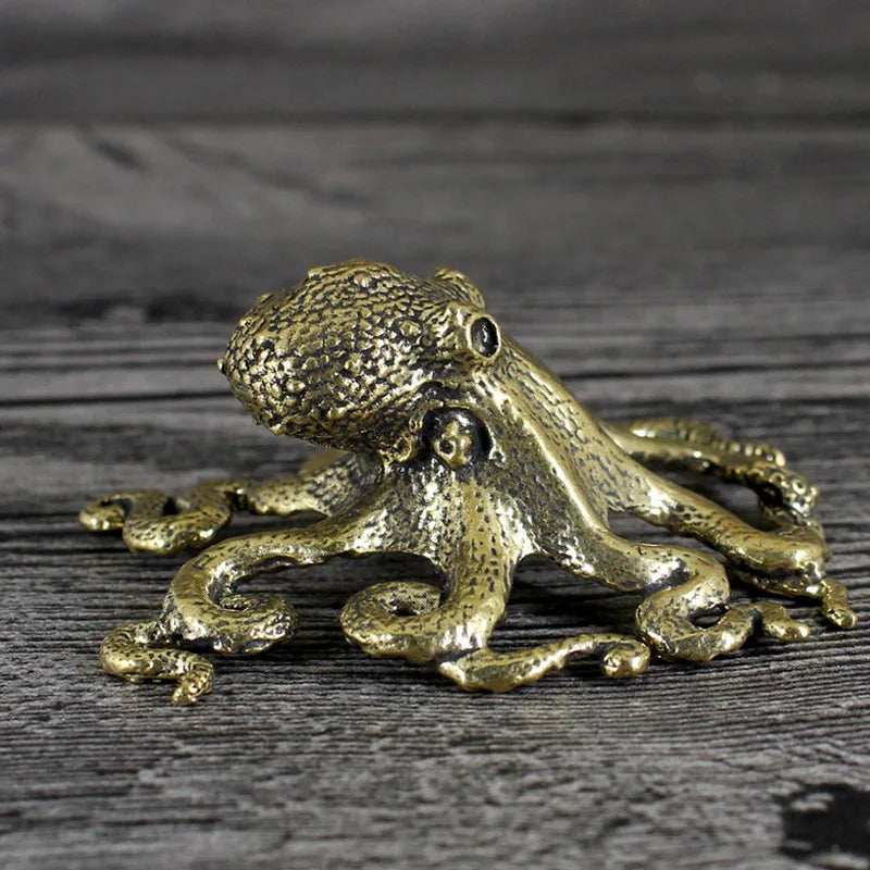 Brass Retro Octopus Cuttlefish Creative Marine Organism Office Desktop Ornament Accessories Small Tea Pet  Souvenir Gifts