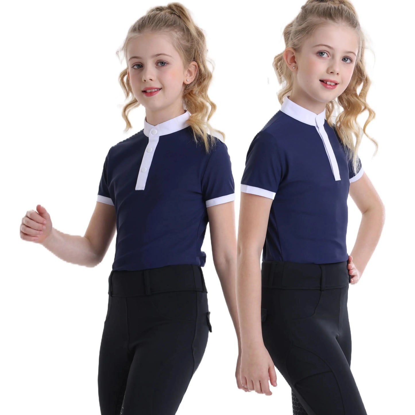 UURUU Girls Summer Equestrian T Shirt Short Sleeve Quick Dry Polyester High Elastic Riding Clothing