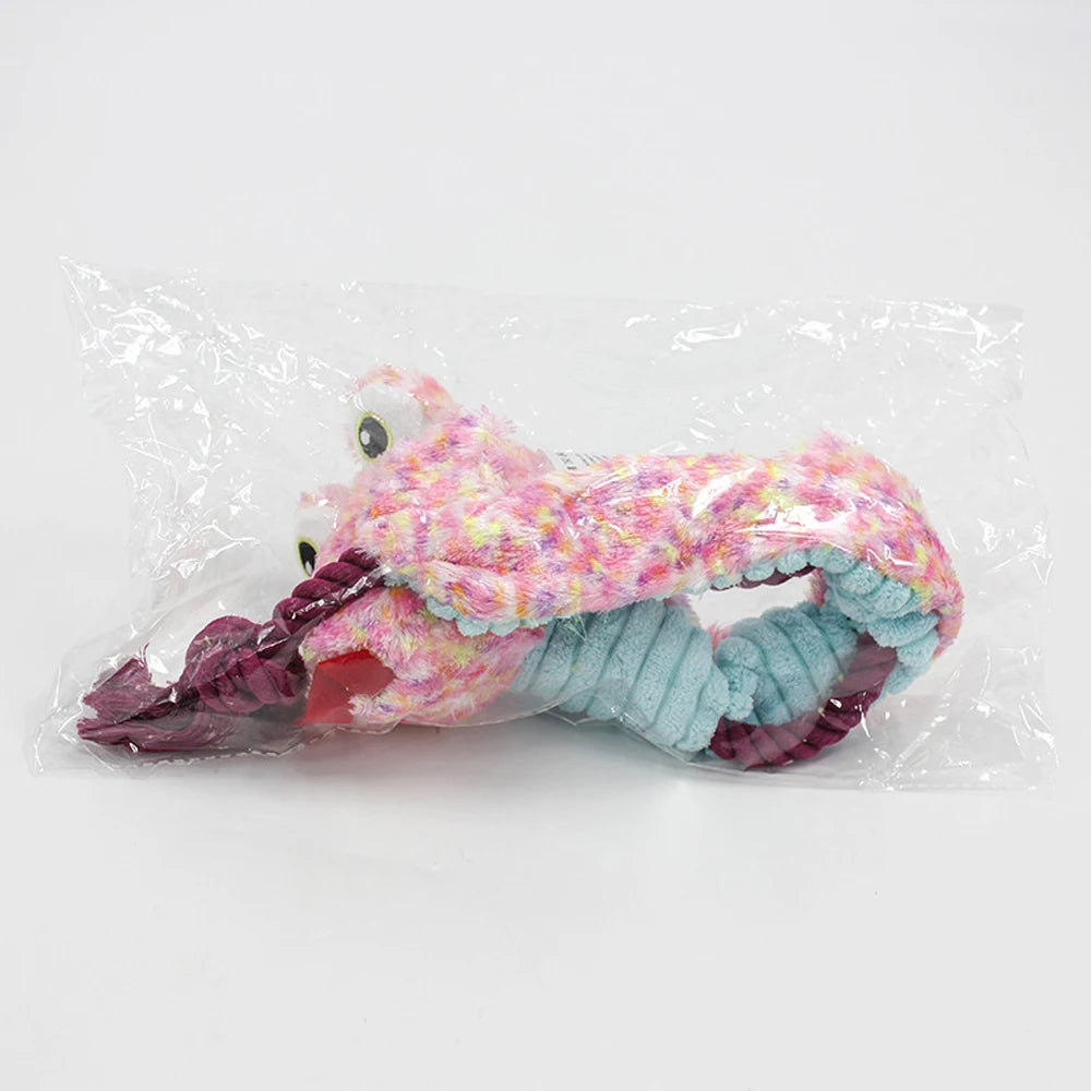 Plush Rope Knot Sound Squeak Dog Toy Cartoon Crocodile Snake Lizard Chew Pet Toy
