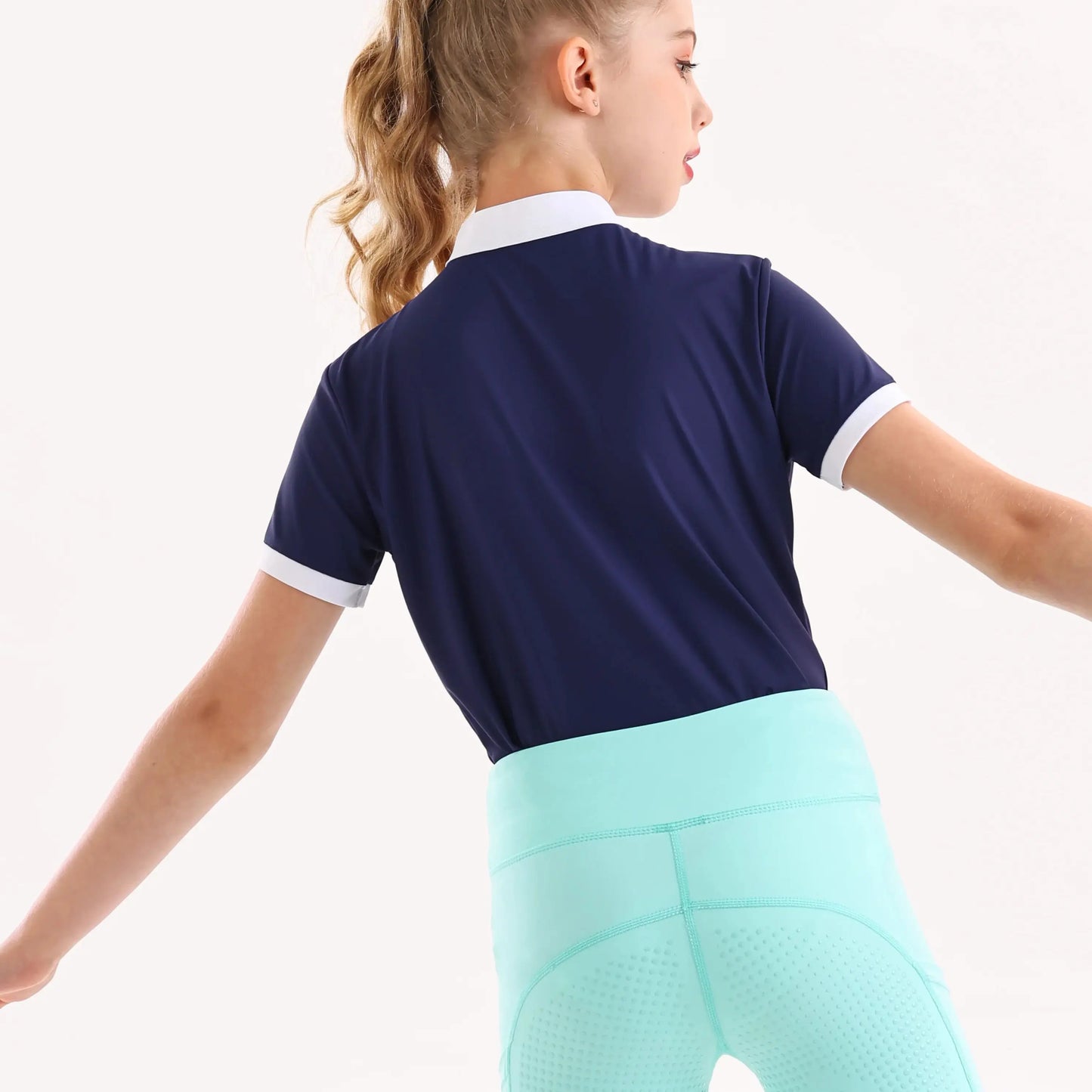 UURUU Girls Summer Equestrian T Shirt Short Sleeve Quick Dry Polyester High Elastic Riding Clothing