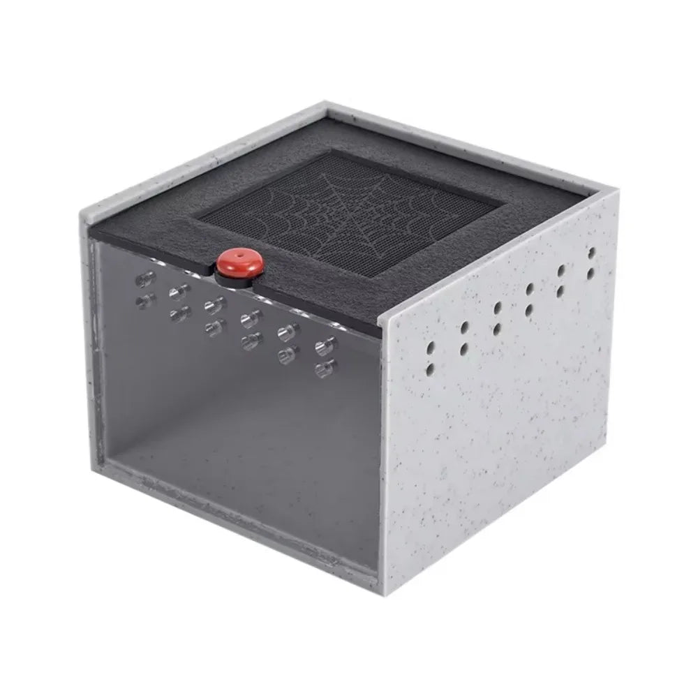 Black Acrylic Insect Feeding Box For Reptiles Lizard Silkworm Scorpion Beetle Pet House 8.5x9x6.5 cm