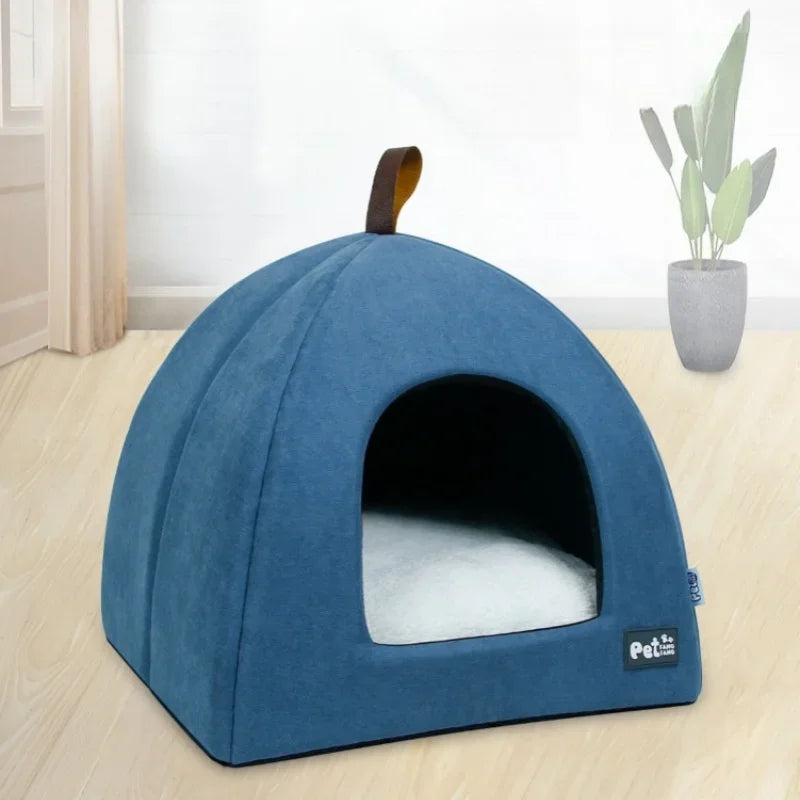 Winter Cat Cave Bed Cute Cat House Tent Warm Pet Basket Kitten Kennel Soft Small Dog Mat Cushion Washable Pillow Beds For Cats