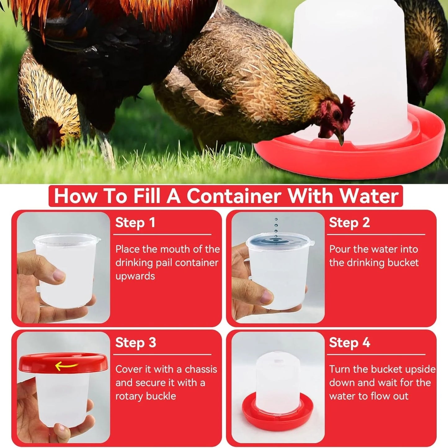 Poultry Mini Feeder And Waterer Water Food Dispenser Automatic Chicken Birds Chick Waterer Feeding Bucket Container Supply