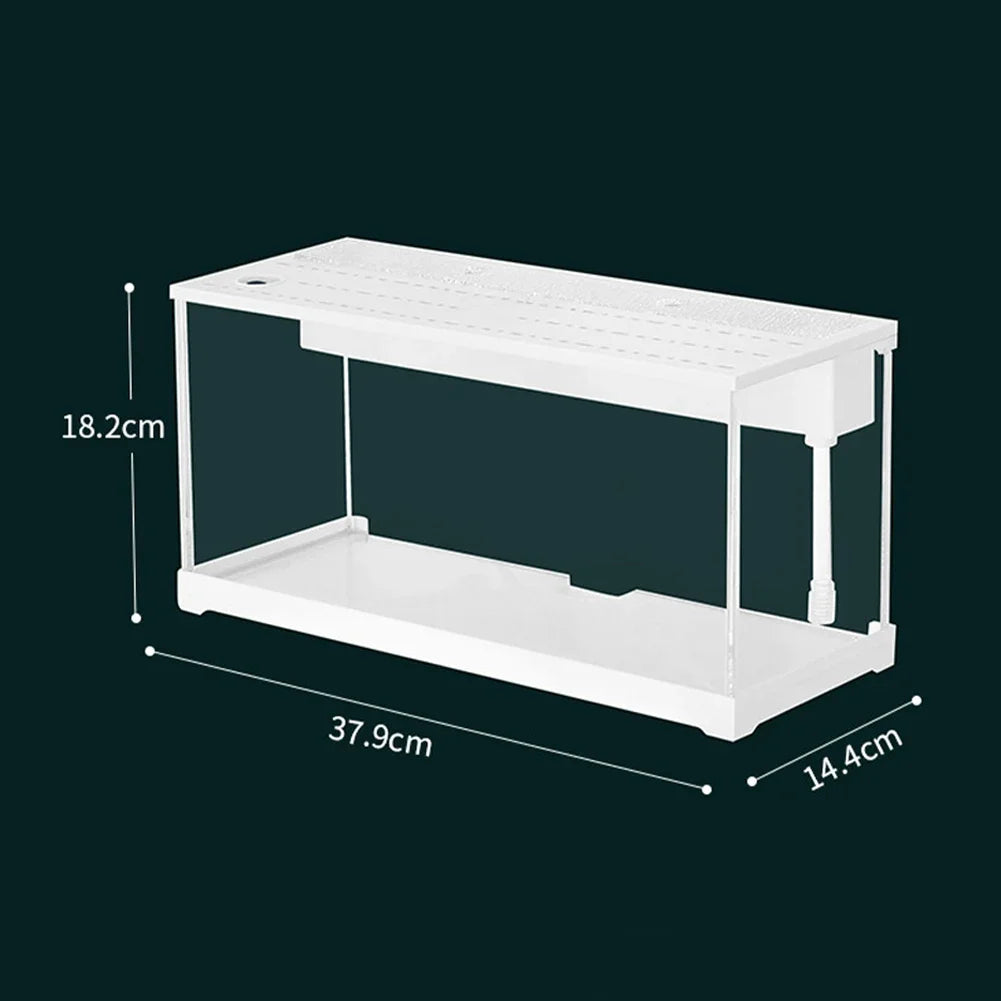Ultra Clear Acrylic Fish Tank Silent Aquarium with LED Light Built-In Circulating Filtration System For Liveroom Home Decor