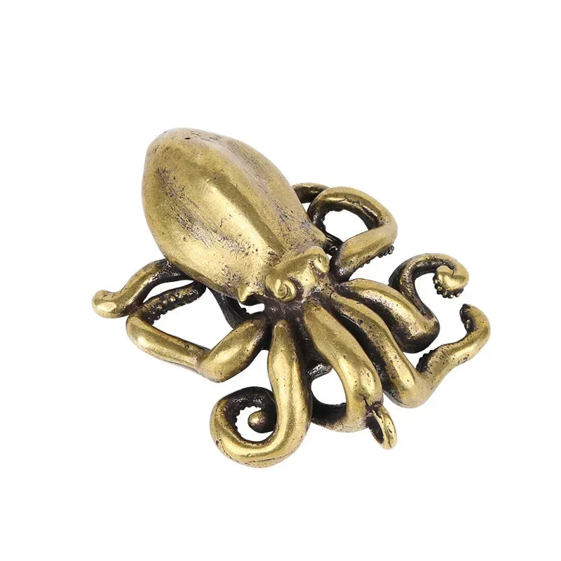 Brass Retro Octopus Cuttlefish Creative Marine Organism Office Desktop Ornament Accessories Small Tea Pet  Souvenir Gifts