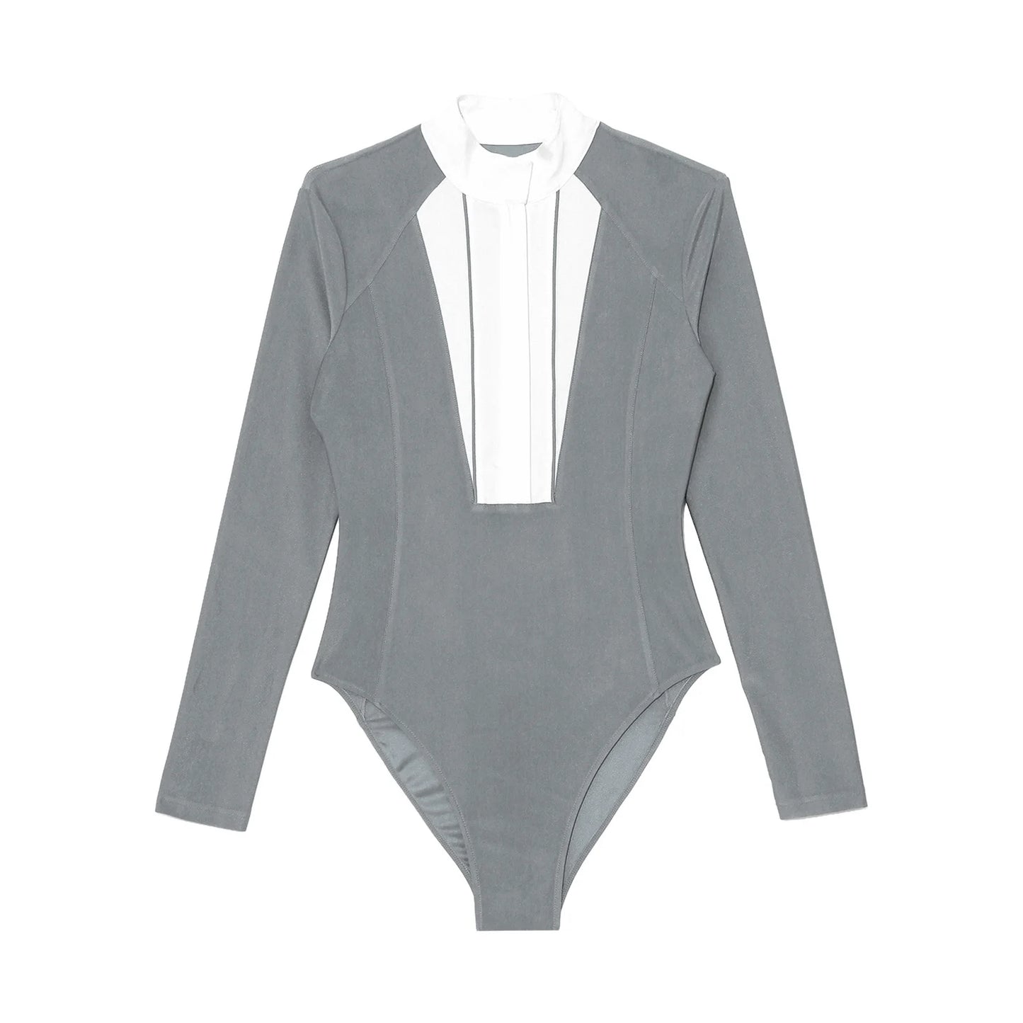 Womens Equestrian Riding Horse  Competition Shirt Slim Fit Jumpsuit Pleated Long Sleeve Buttoned Crotch Leotard Tuxedo Rompers