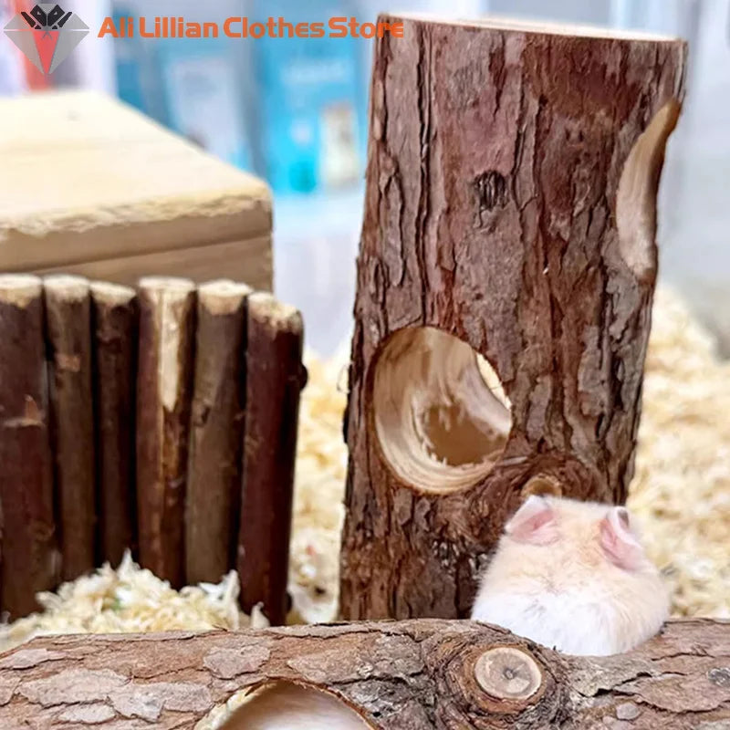 Hamster Natural Wooden Forest Hollow Tree Trunk Tunnel Tube Toy Tunnel Wood Hideout Pet Chew Toy For Small Animals Hamsters