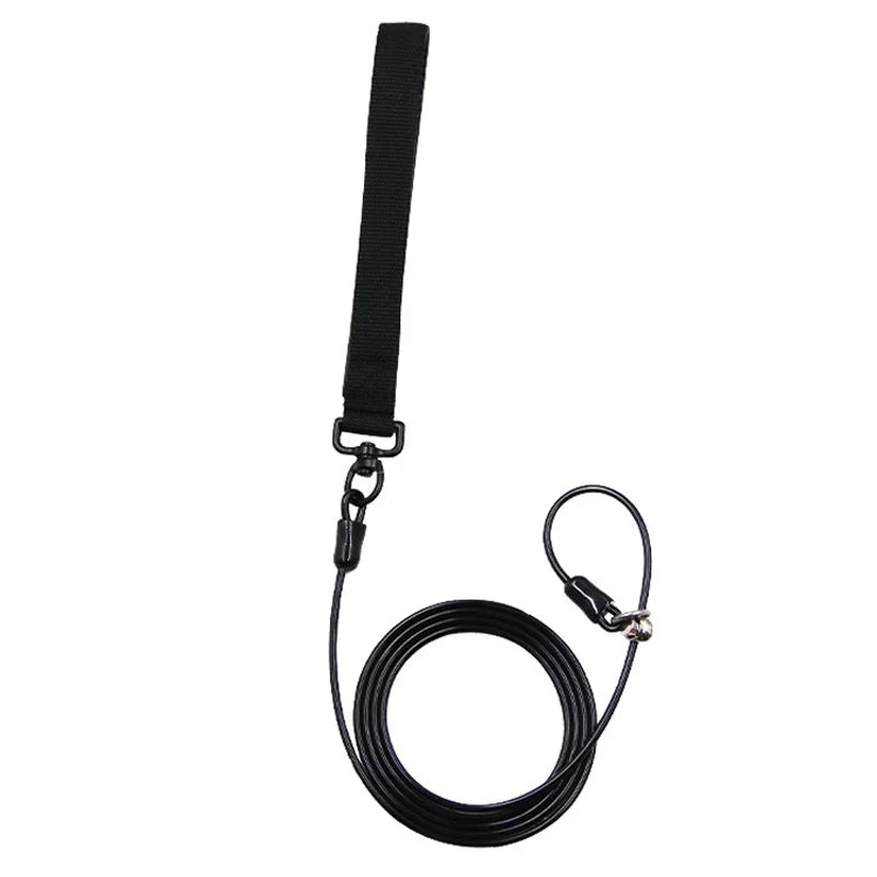 1.2/1.5mDog Tie Out Cable Dog Runner for Yard Steel Wire Chew Proof Dog Leash Training Lead for Big Strong Dogs Rugged Lead Rope