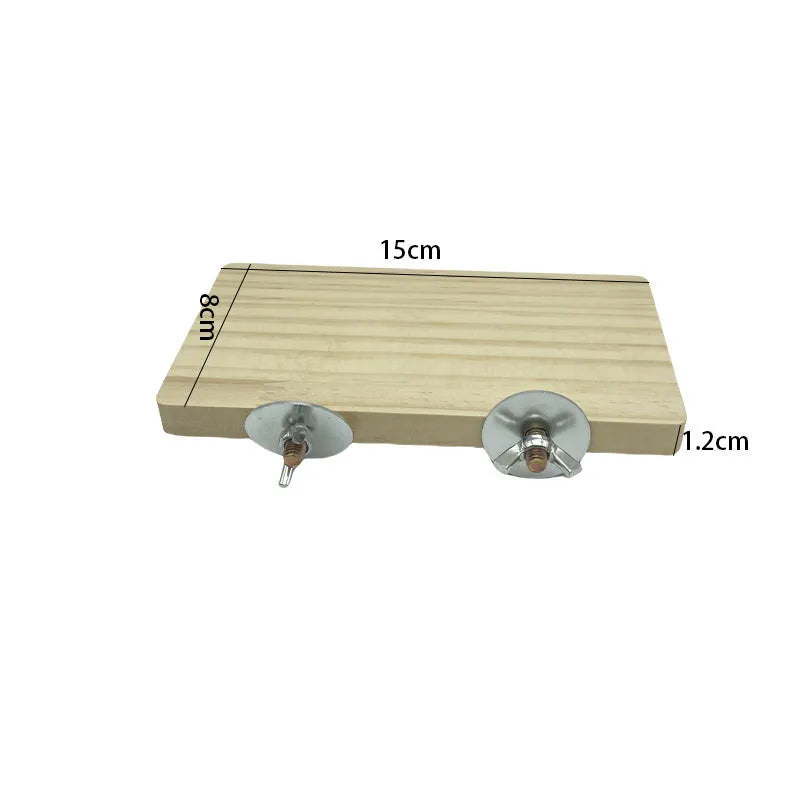 Woodland Friends Wooden Hamster Stand Board Perch For Cage Sturdy Natural Wood Platform Play Space