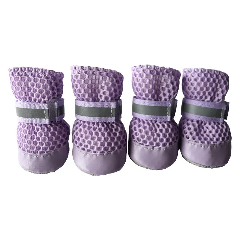 4PCS Summer Dog Shoes Breathable Anti-Slip Wear-Resistant Dog Outdoor Boots for Small Medium Dogs Cats Puppy Pet Accessories