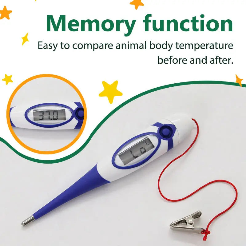 Professional Animal Digital Thermometer with Soft Probe Blue Digital Pet Dog Cat Veterinary Thermometer Waterproof Equipment