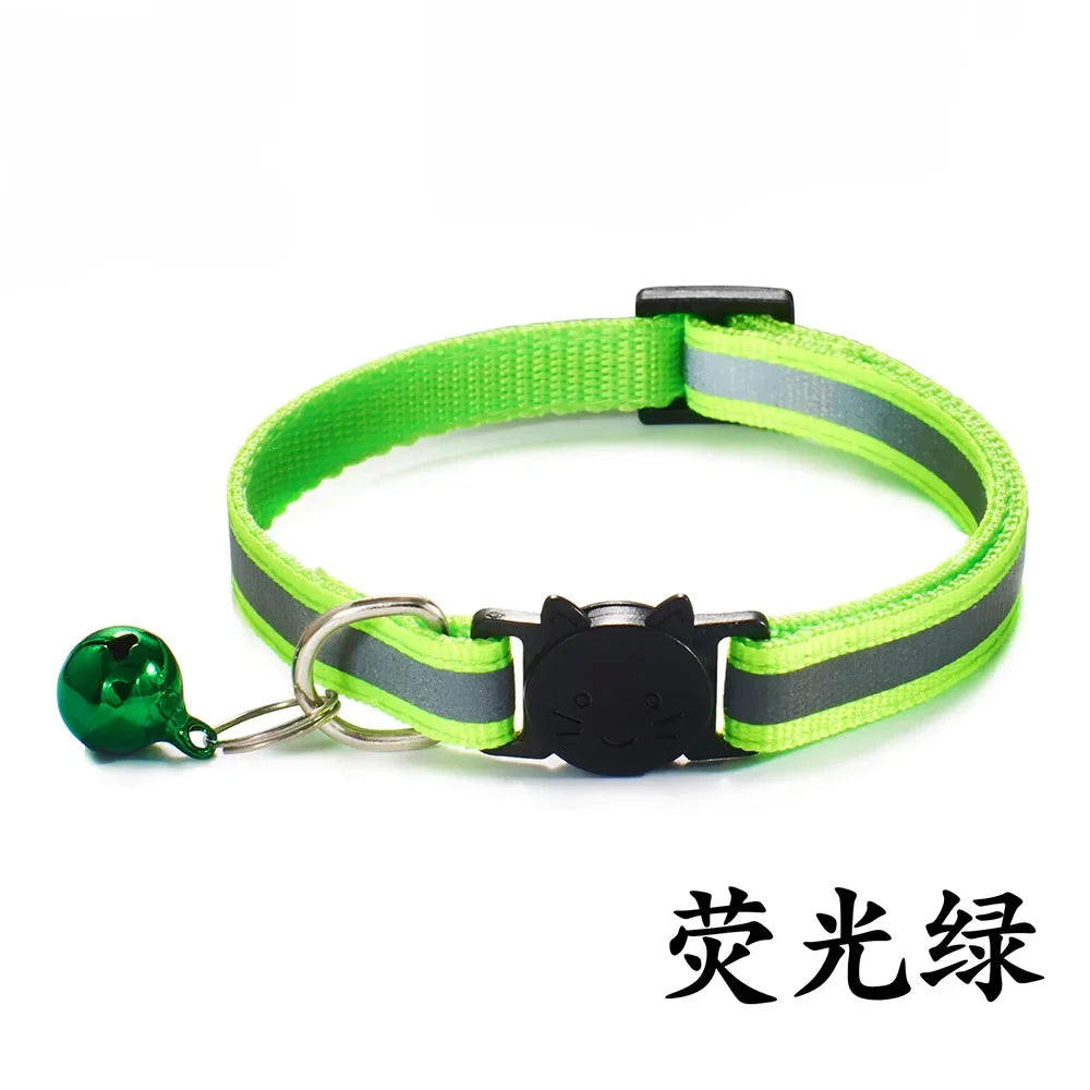 Reflective Breakaway Cat Collars with Bells Safety Buckle Adjustable Kitten Collar for Female and Male Cats