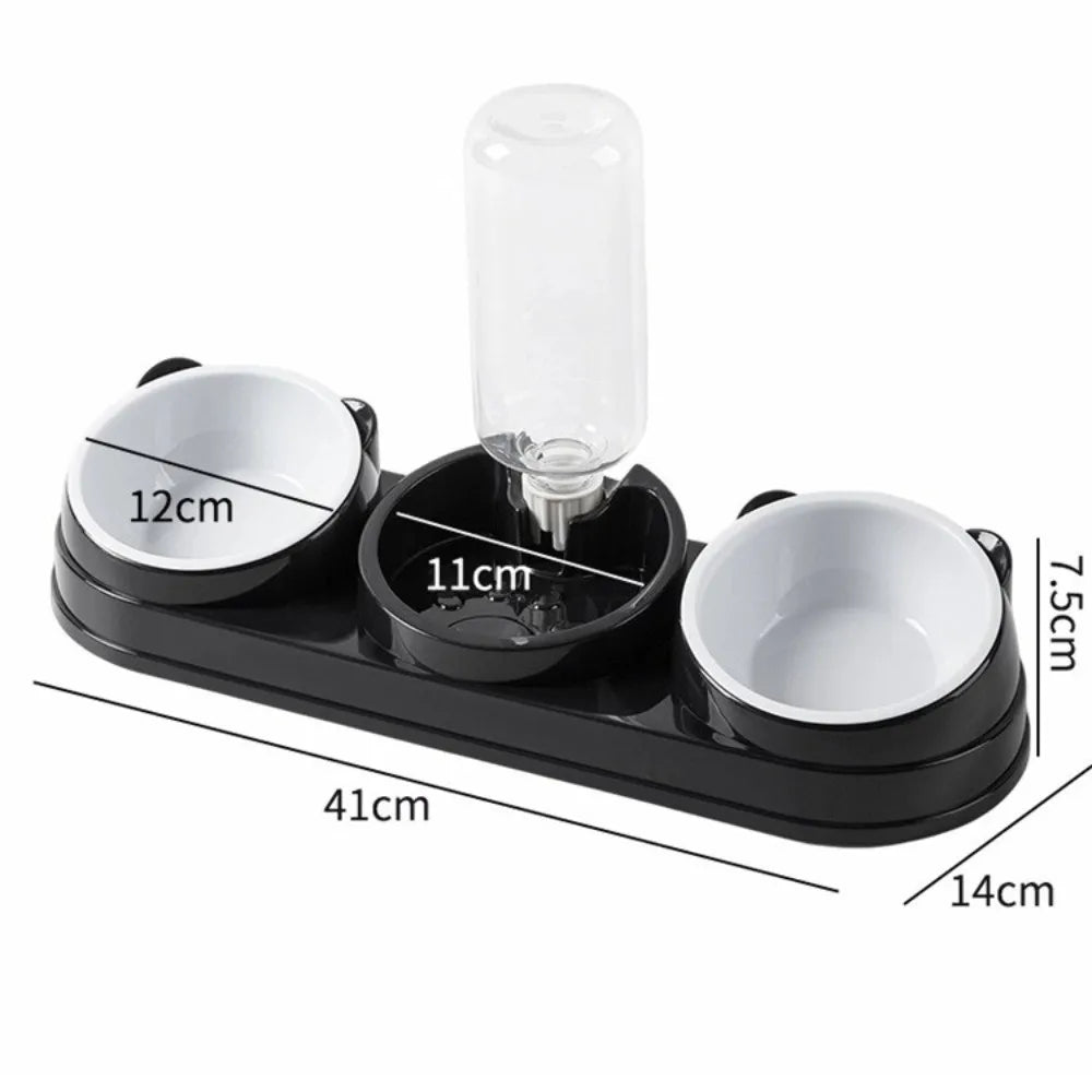 Pet Supplies 15 Degrees Raised 3 in 1 Cat Feeder Double Bowl Neck Protection Automatic Water Dispenser Pet Food Container Cat