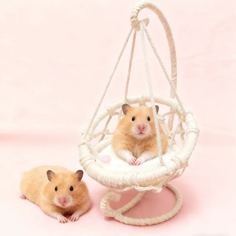 Hamster Swing Hammock Durable Hanging Cage Accessory with Soft Cushions And Small Pillows No Assembly Required Suitable Gerbils