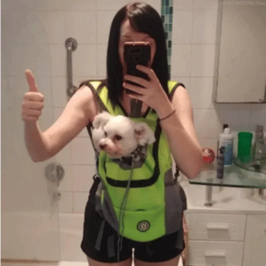 Dog Backpack New Double Shoulder Portable Travel Backpack Outdoor Pet Dog Carrier Bag Pet Dog Front Bag Mesh Backpack