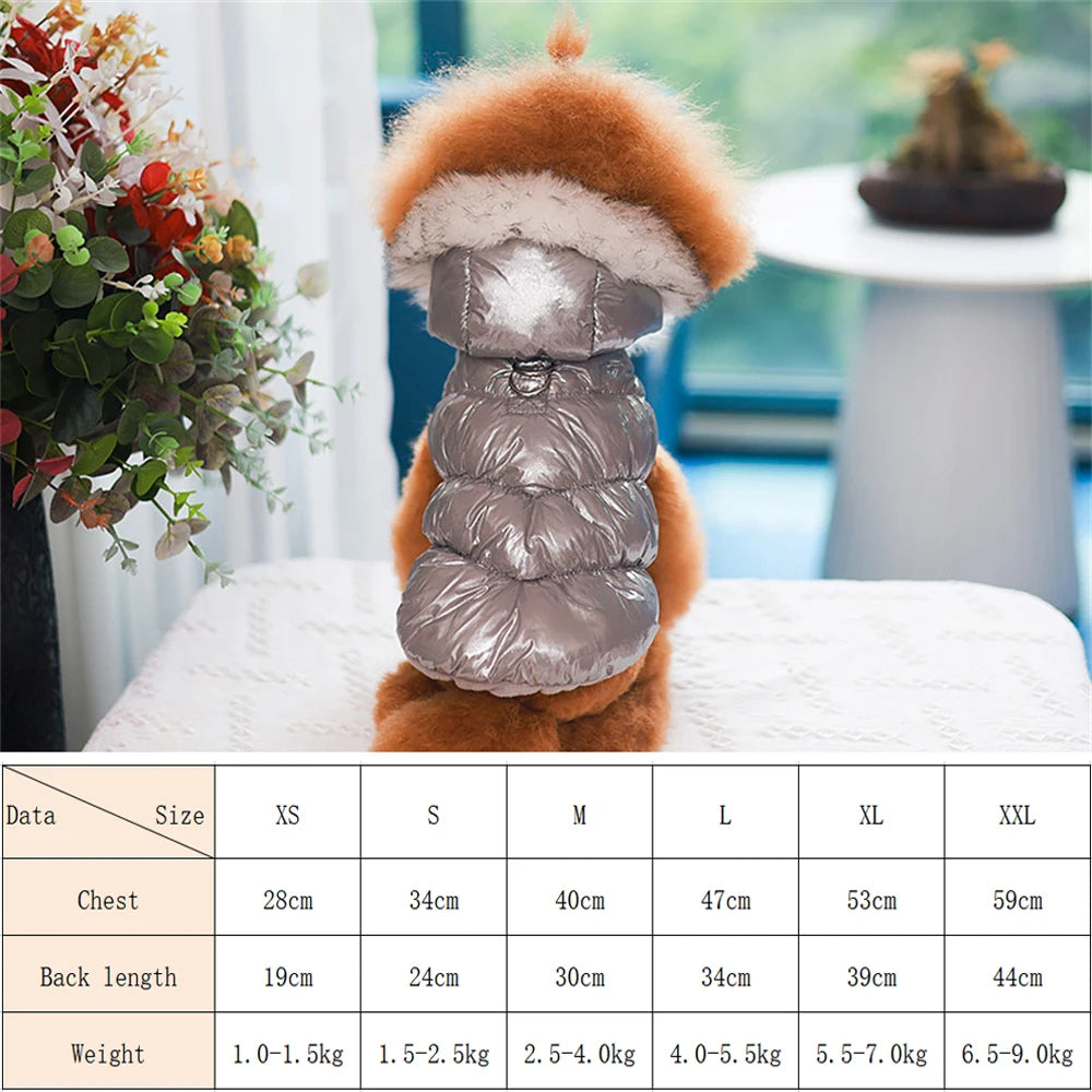 Fashion Winter Dog Down Jacket Warm Fleece Pet Coat for small Dogs Yorkshire Shih Tzu Luxury Fur Collar Puppy Clothes Outfits