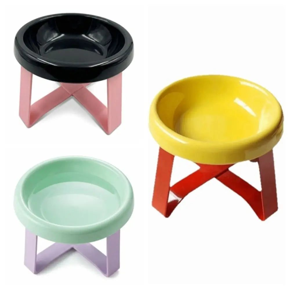 Pet Supplies Large Diameter Elevated Cat Bowl Anti-knock Anti-leakage High Foot Bowl Anti-spill Anti-choke Water Bowl Indoor Use