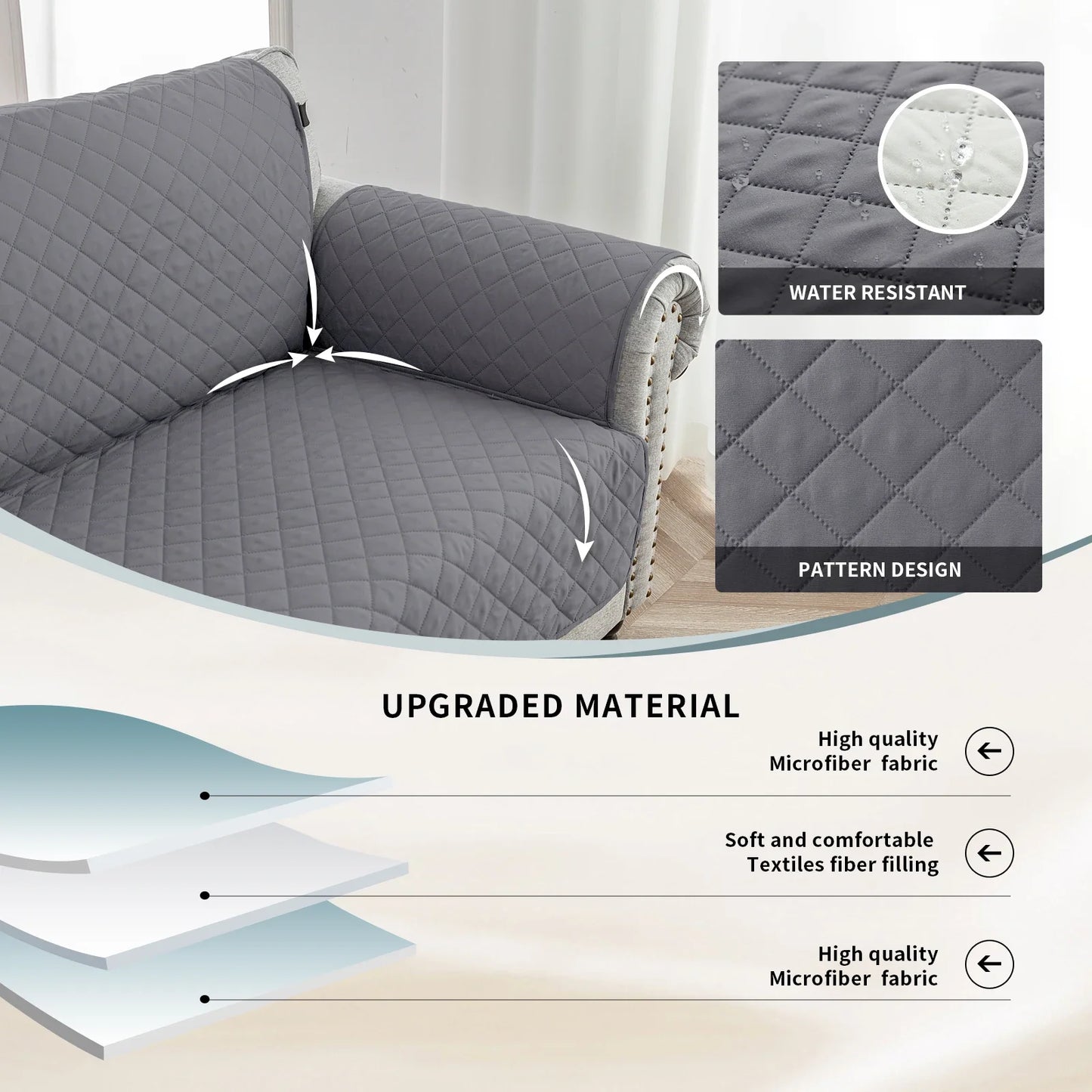 1pc Waterproof Sofa Cover Quilted Anti-wear Couch Covers for Dog Pet Kids Recliner Armchair Furniture 1/2/3/4 Seater Protect