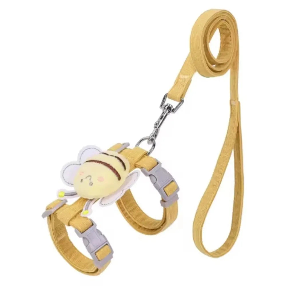 Pet Supplies Cartoon Bee Cat Harness Portable Adjustable Dog Harness Breast Back Harness Leash Set Pet Walking