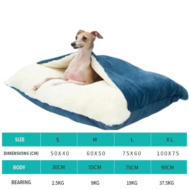 for Large Pet Sleeping Bag Pet Bed Dogs Kennel Winter Warm Removable Washable Bite-resistant PuppySofa Cushion Plush Cat Mat