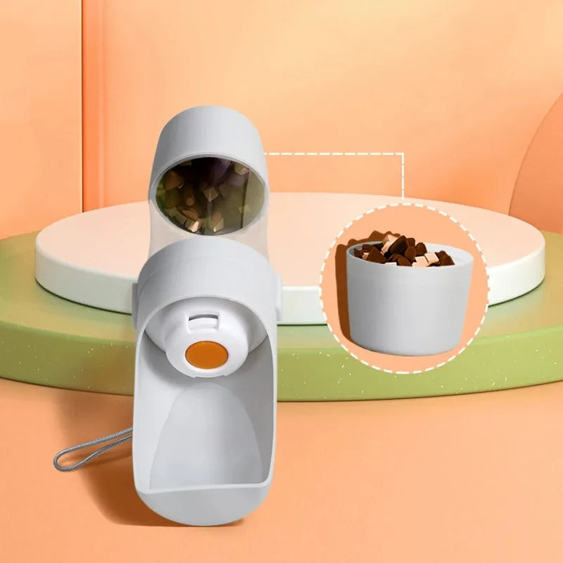 Portable Dog Cat Water Bottle With 500ml Capacity And Food Storage For Travel