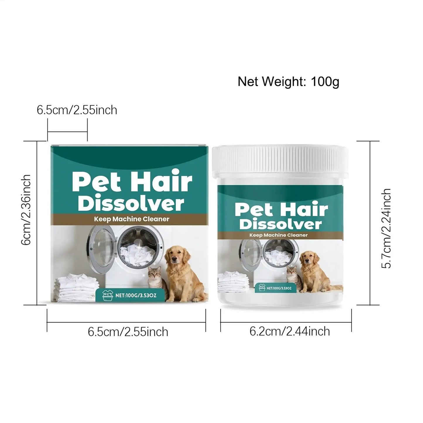 100g Pet Hair Dissolver Laundry Cleaner Washing Machine Hair Remover Detergent Additive Multipurpose Laundry Dog Hair Catch