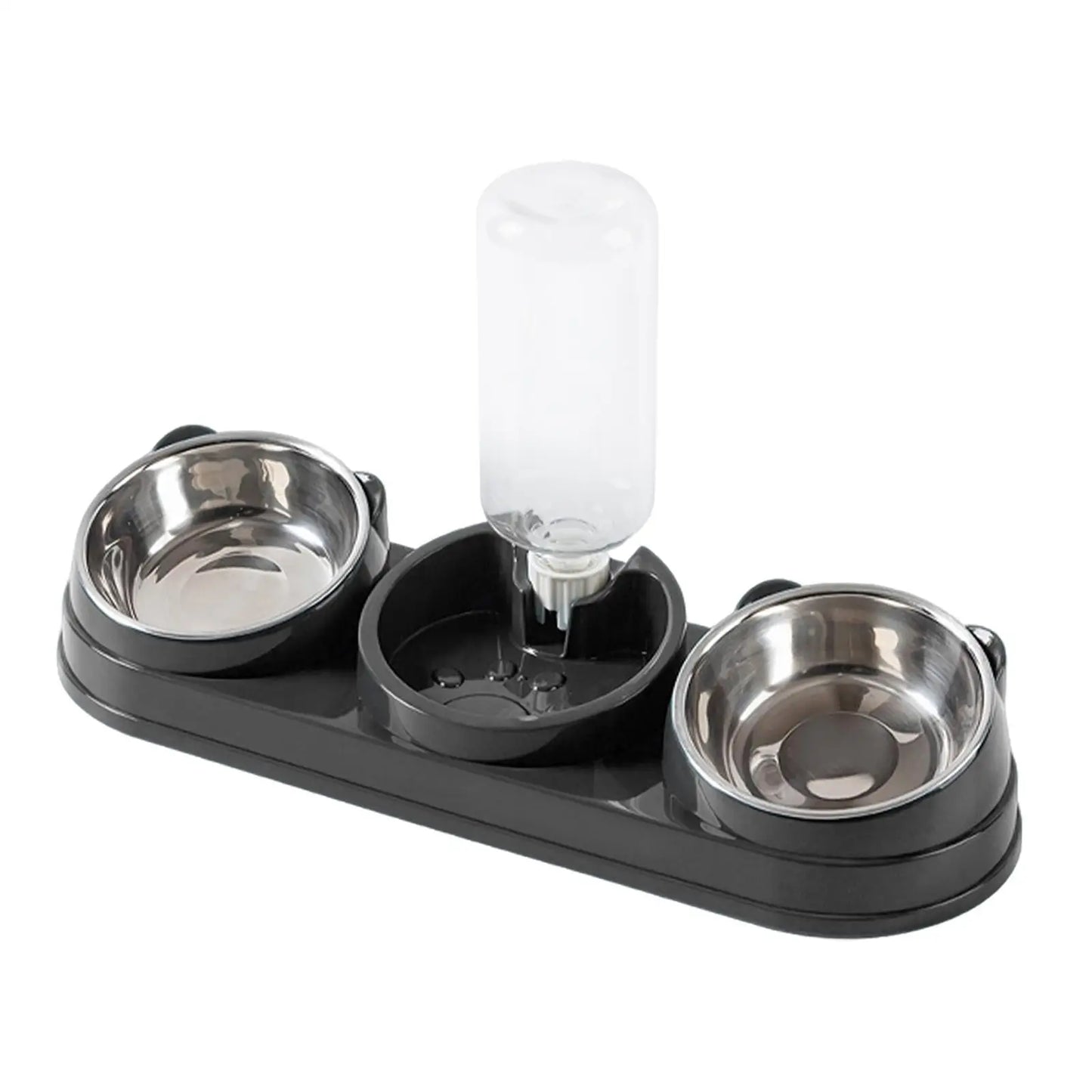 Triple Cat Bowl, Pet Food And Water Bowl, Tilted at 15°, 3 in 1, for Wet And