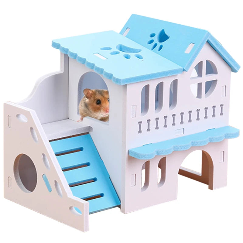 PetNest Two Layer Hamster House With Ladder - Plastic Hideout For Small Pets Perfect Toy Habitat