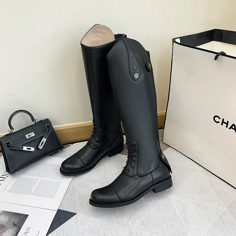 Leather Knee High Equestrian Boots Durable Non Slip Zipper