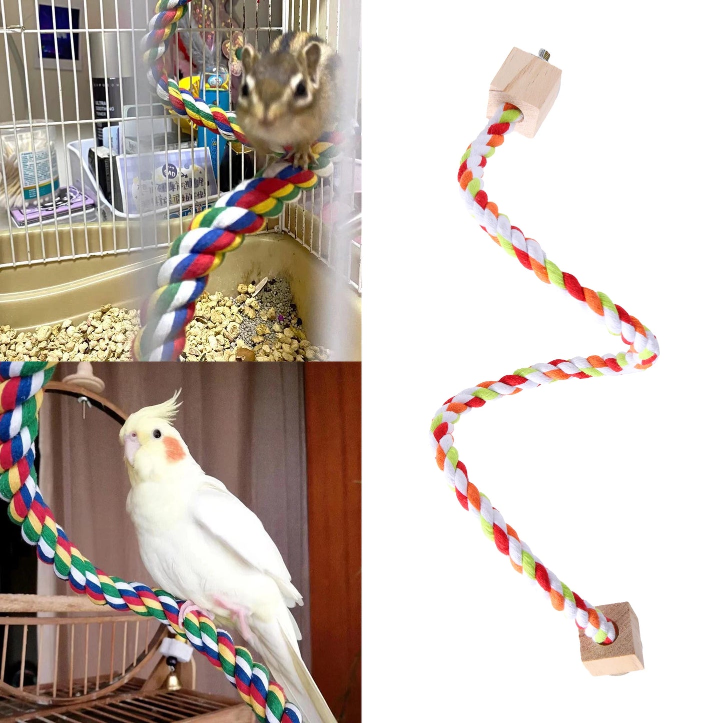 Cotton Rope Bird Toy Safe Chew Climb