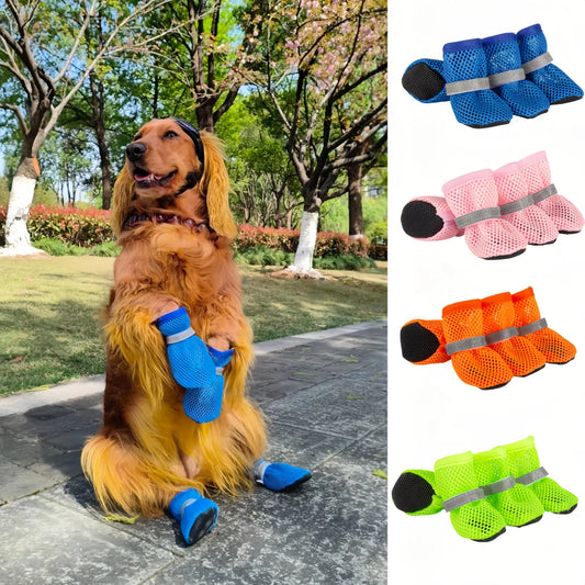 4PCS Summer Dog Shoes Breathable Anti-Slip Wear-Resistant Dog Outdoor Boots for Small Medium Dogs Cats Puppy Pet Accessories