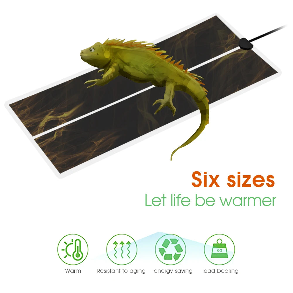 EU/US/UK/AU Farm Reptiles Heating Mat with Temperature Controller forTerrarium Climbing Pet Warm Heat Pad 7-Levels 2/4/8H Timing