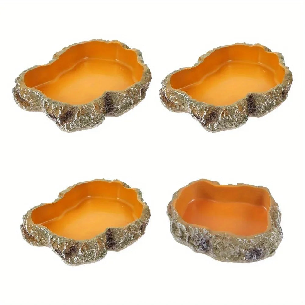1PC Reptile Water Bowls Terrarium Plate Reptile Feeder Amphibian Feeding Bowl for Frog Chameleon Tortoise Bearded Dragon Turtle